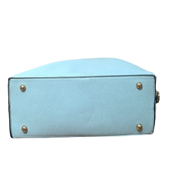 Convertible Oversized Vegan Leather Light Blue Hobo Bag - Picture 4 of 13